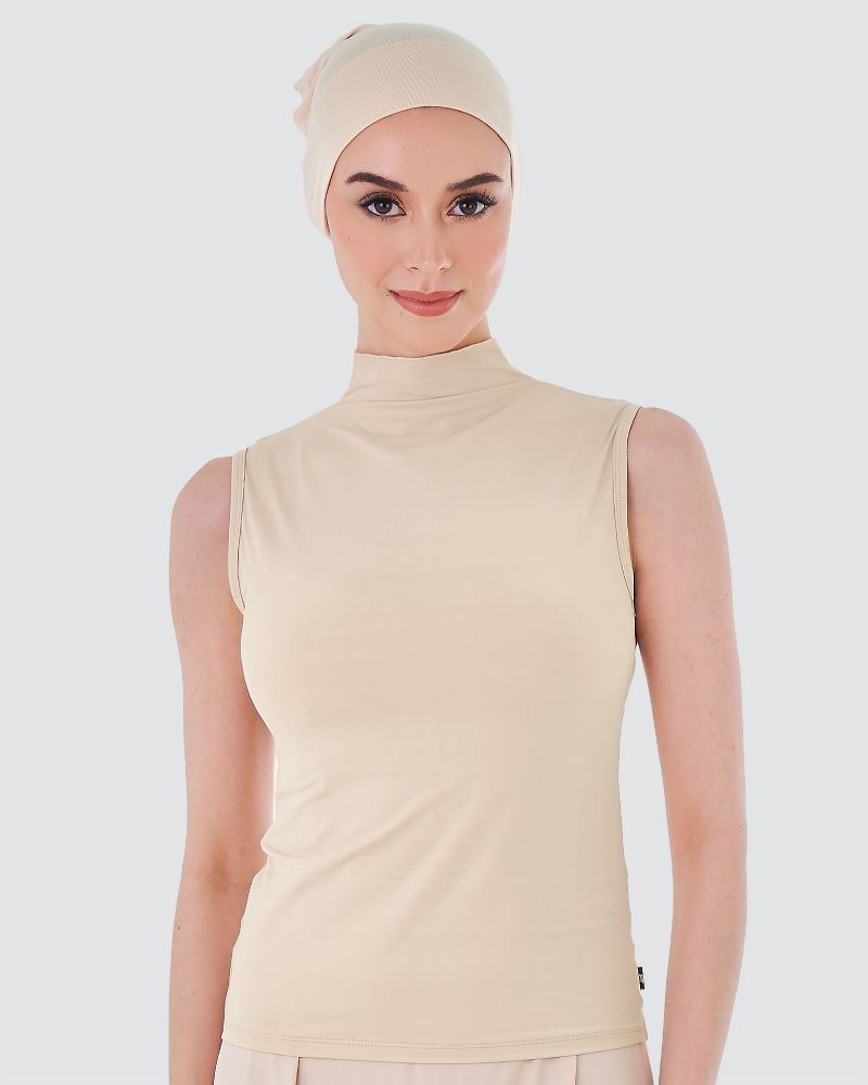 NWEAR HIGH NECK SLEEVELESS TOP - NUDE