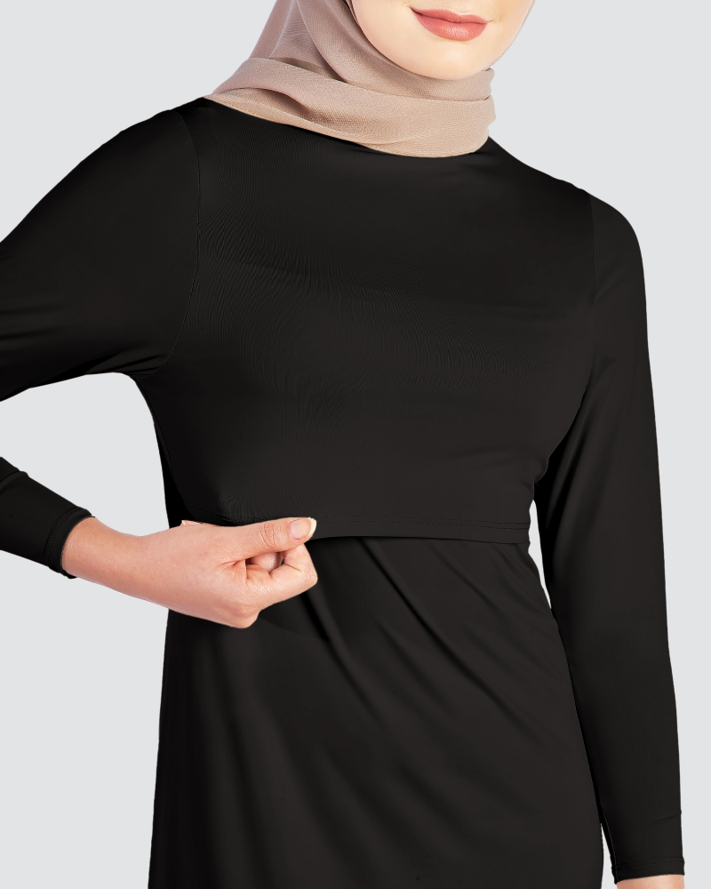 NWEAR LONG SLEEVE DRESS - BLACK