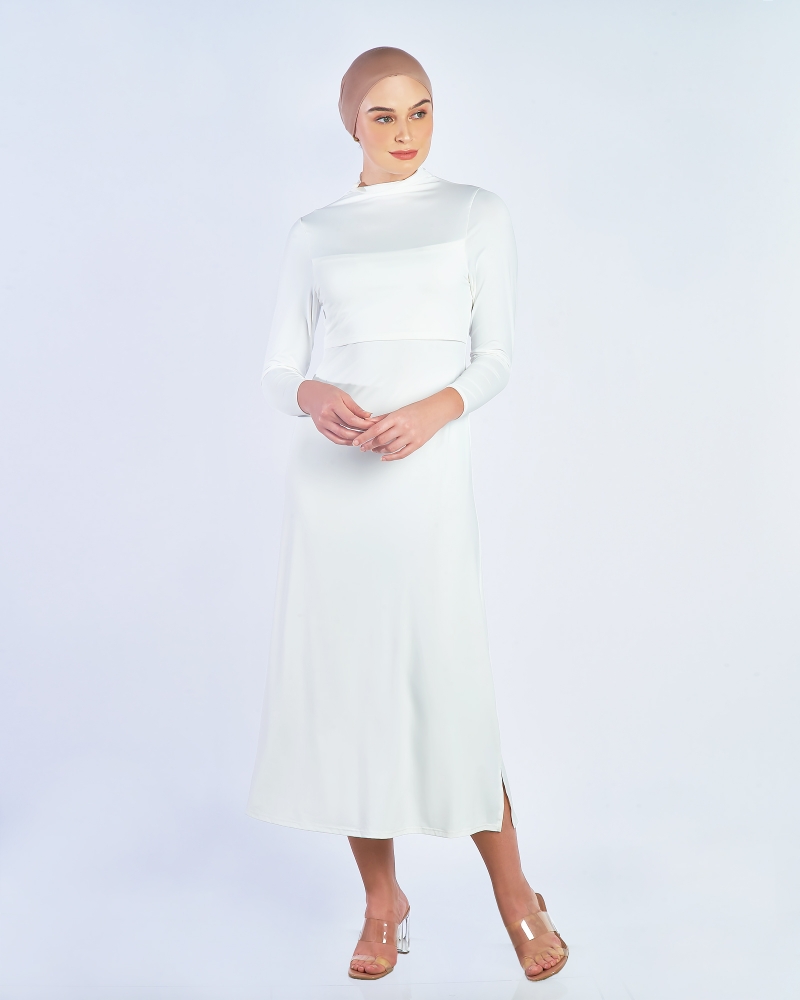 NWEAR LONG SLEEVE DRESS - WHITE