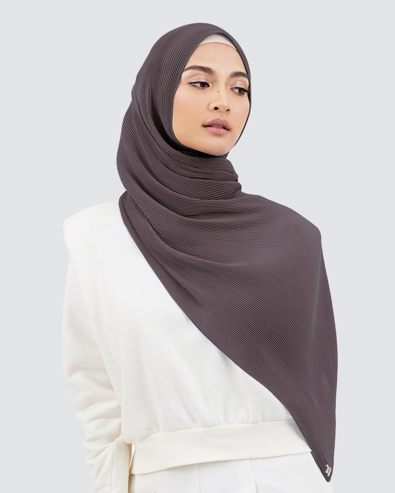 PIYA PLEATED SHAWL - BROWN MAUVE