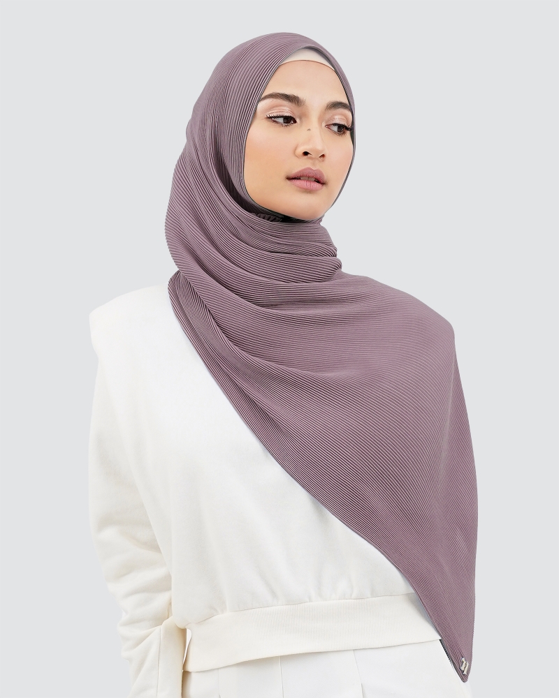 PIYA PLEATED SHAWL - PURPLE MAUVE