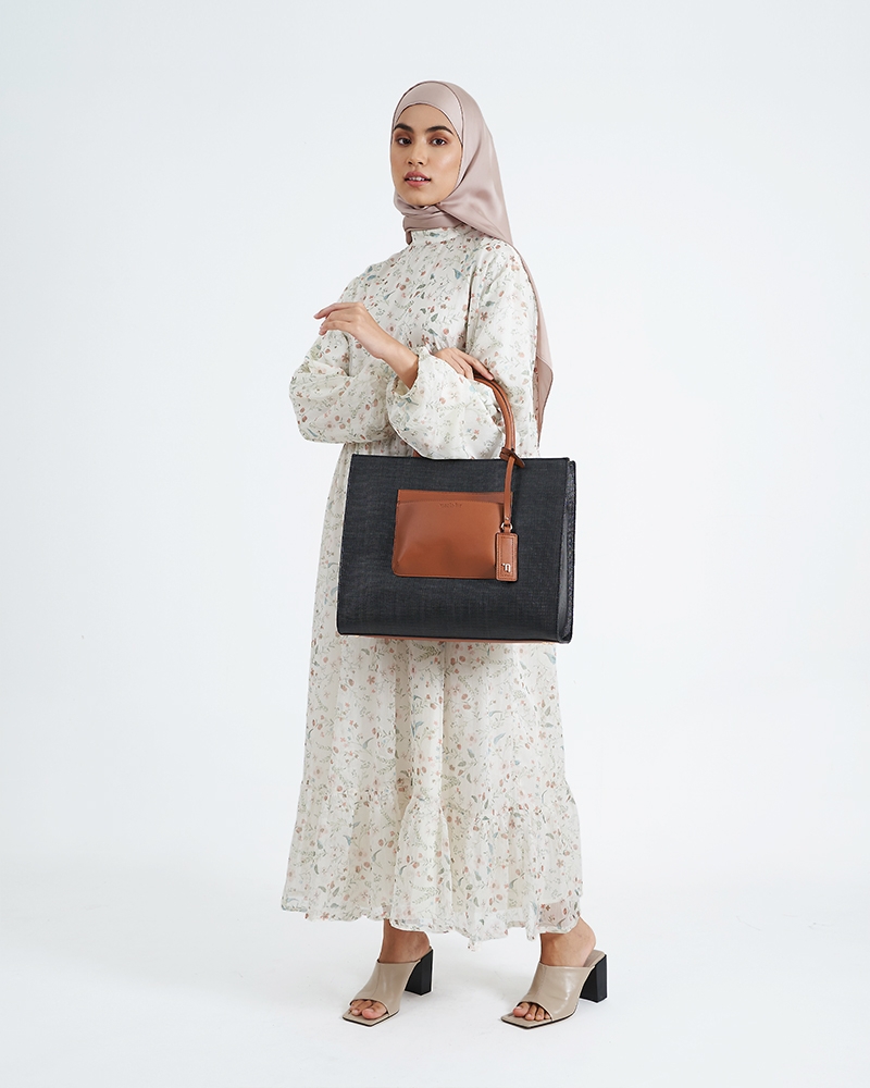 NAELOFAR X LMK SUMMER LOVE - RAFFIA TOTE BAG - BLACK