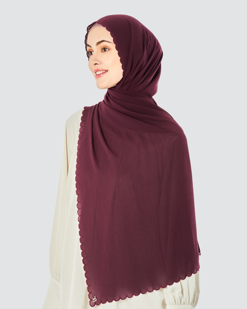 SALOMA EMBROIDERED TEXTURED SHAWL - RUBY RED