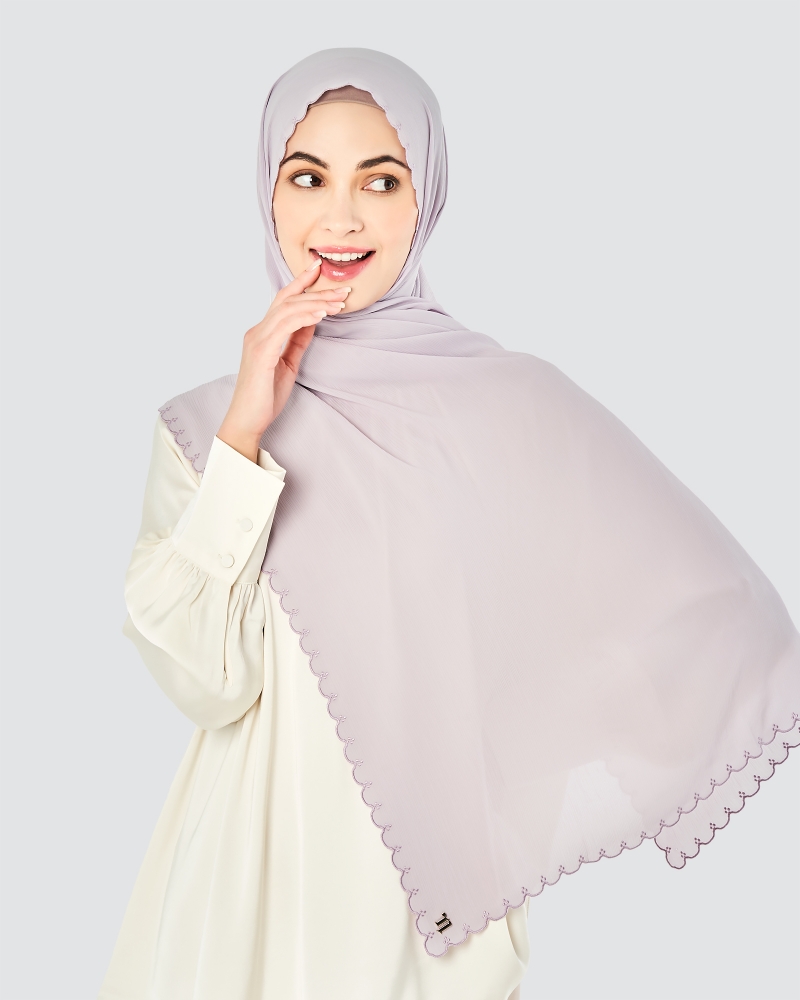 SALOMA EMBROIDERED TEXTURED SHAWL - SOFT LAVENDER