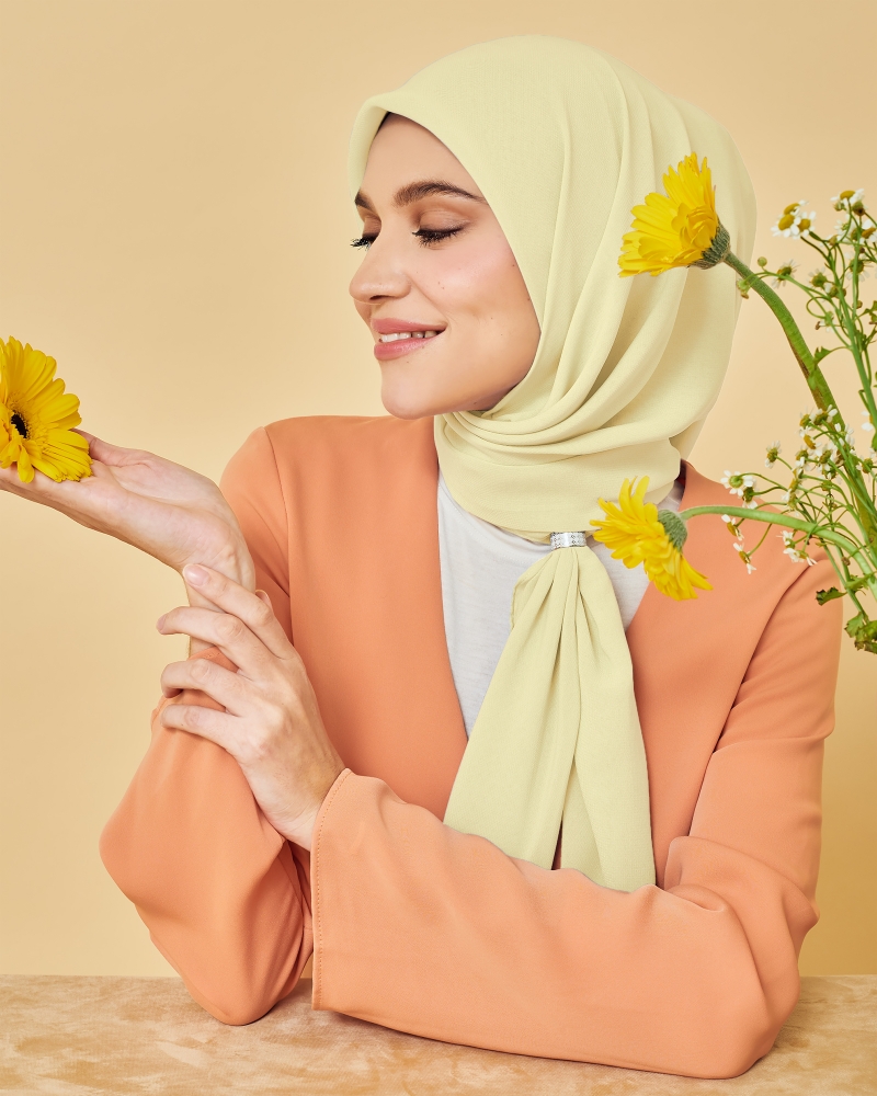 YASMINE WOOL CHIFFON SQUARE - SORBET