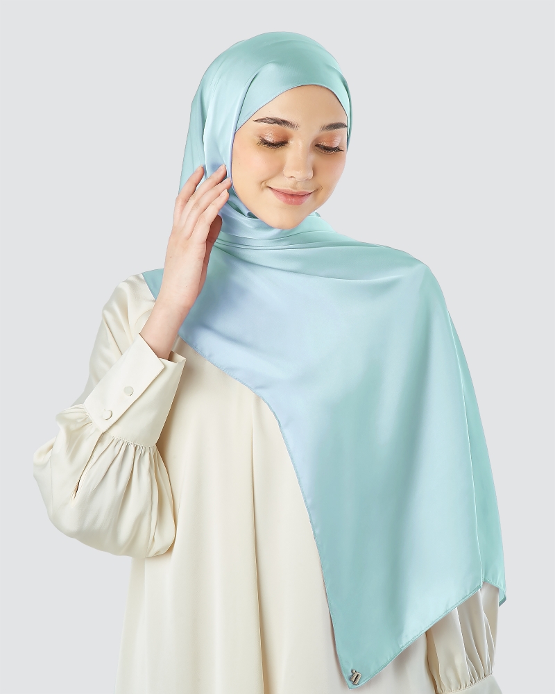 SWARA SATIN SHAWL - COOL BLUE