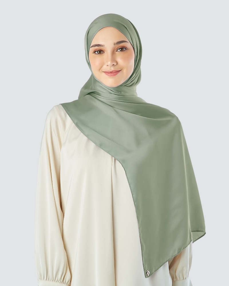 SWARA SATIN SHAWL - ASH GREEN