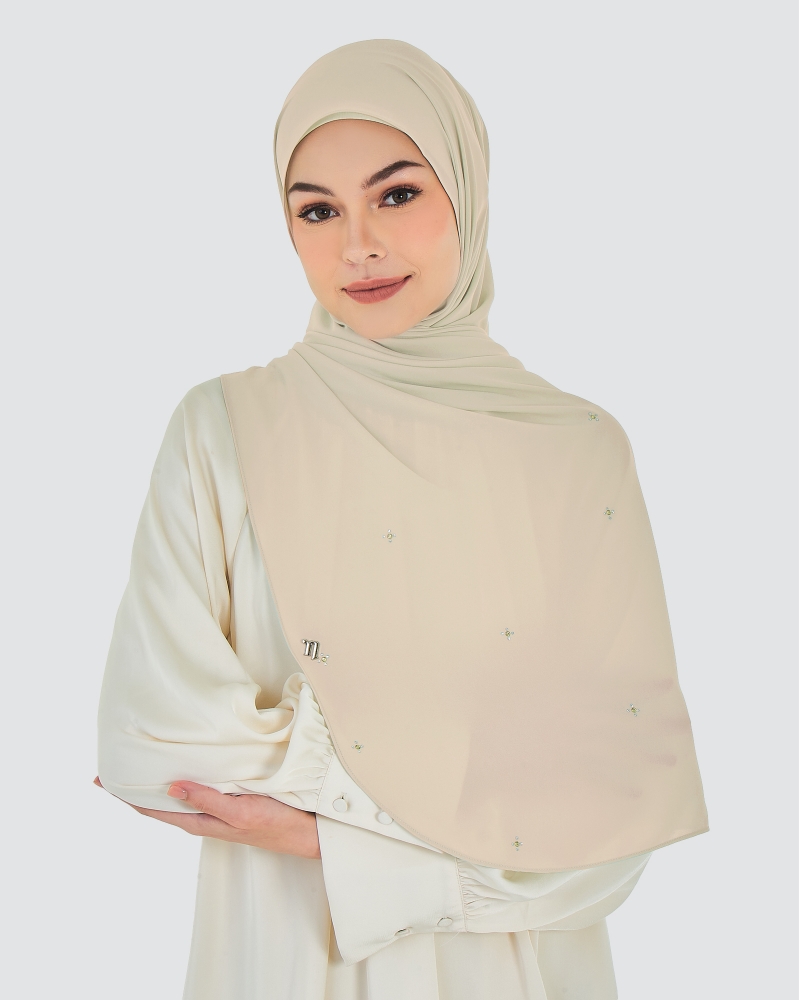 LADY ANNA CRYSTAL CHIFFON SHAWL - SAND