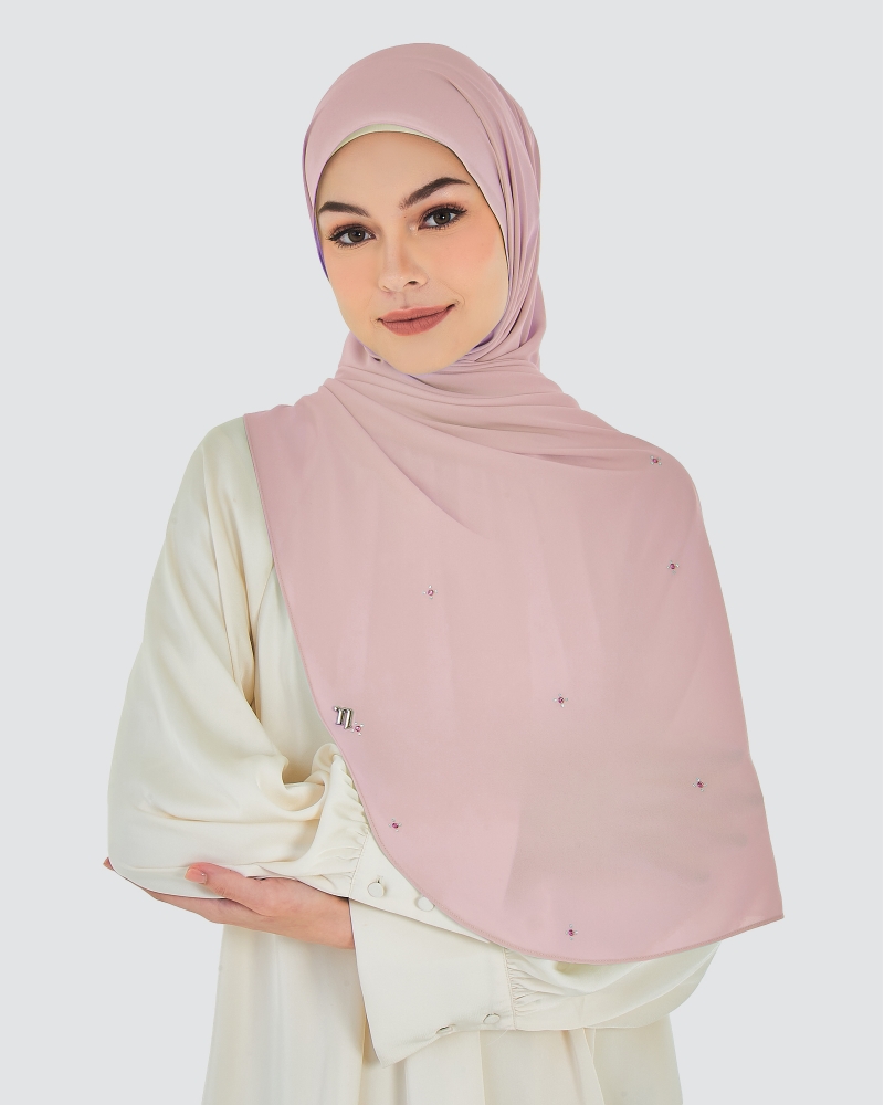 LADY ANNA CRYSTAL CHIFFON SHAWL - POWDER PINK