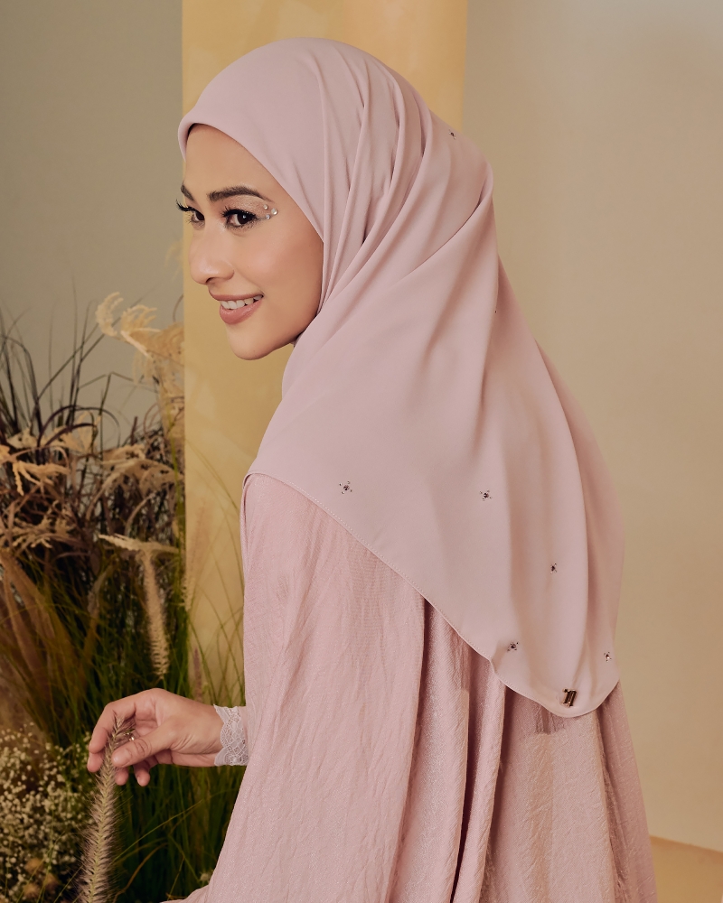 LADY ANNA CRYSTAL CHIFFON SQUARE - POWDER PINK