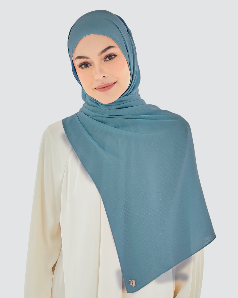 RANIA TEXTURED RAYON SHAWL - DENIM BLUE