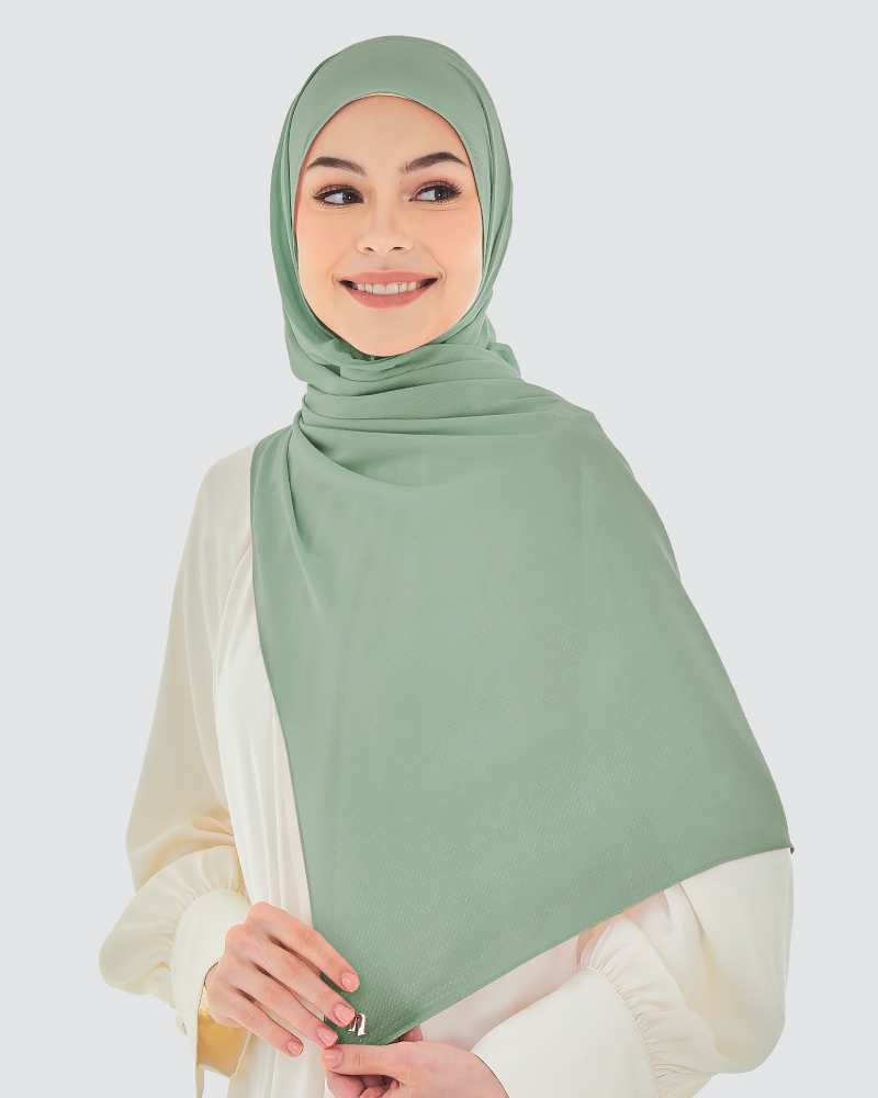 RANIA TEXTURED RAYON SHAWL - DUSTY SAGE