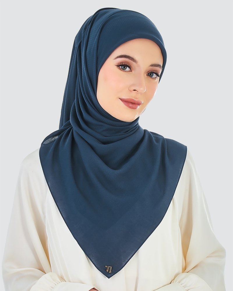RANIA TEXTURED RAYON SQUARE - DARK NAVY