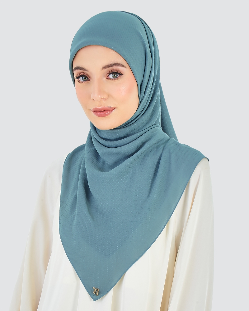 RANIA TEXTURED RAYON SQUARE - DENIM BLUE