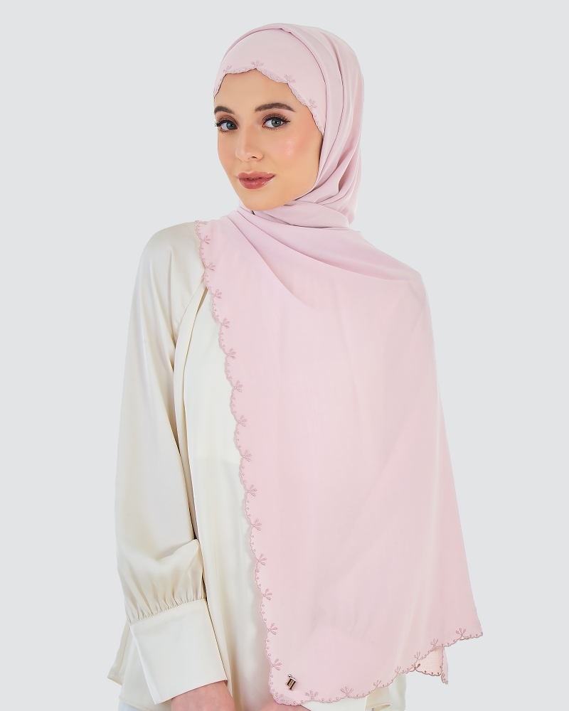 SALEHA EMBROIDERED SHAWL - COTTON CANDY