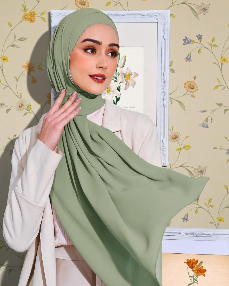 EILA CHIFFON SHAWL - ASH GREEN