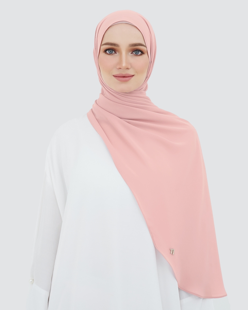 LONG CHIFFON SHAWL - ROSE BLUSH