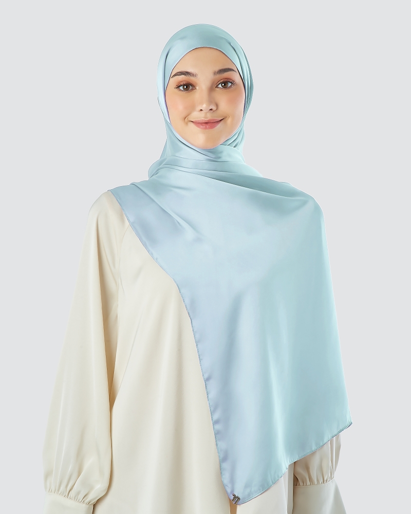 SWARA SATIN SHAWL - ICE BLUE