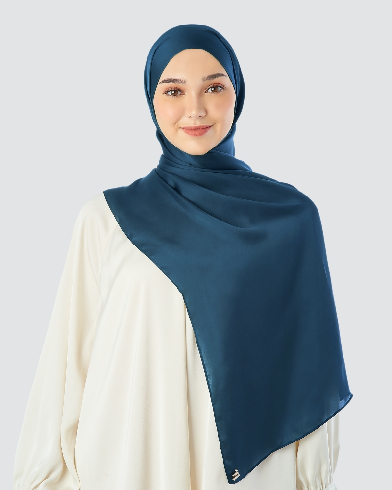 SWARA SATIN SHAWL - TWILIGHT BLUE