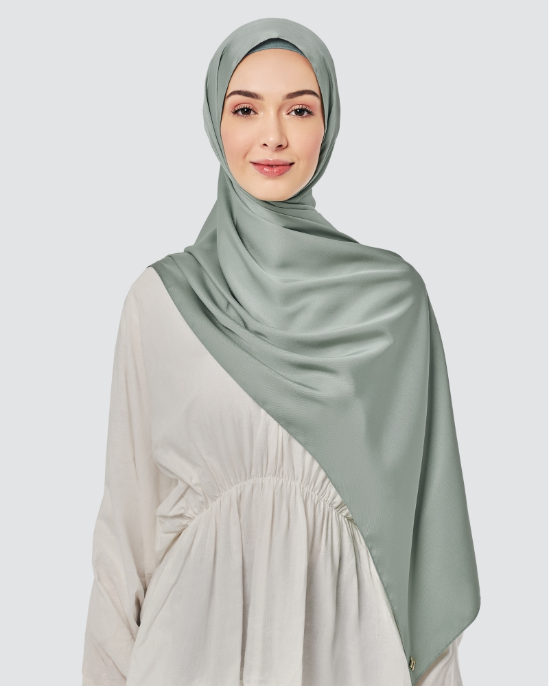 TAHIRA SATIN TWILL SHAWL - GREY