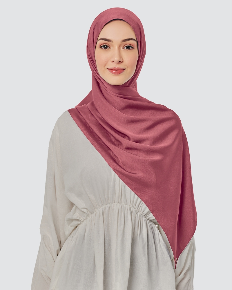 TAHIRA SATIN TWILL SHAWL - PLUM