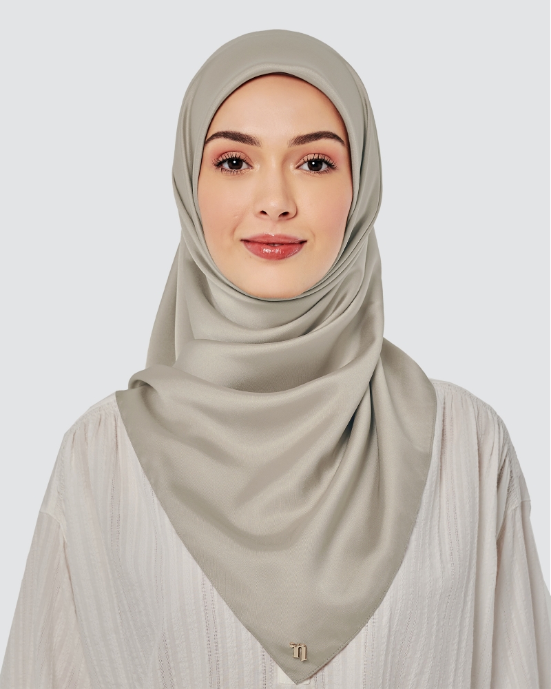 TAHIRA SATIN TWILL SQUARE - SILVER