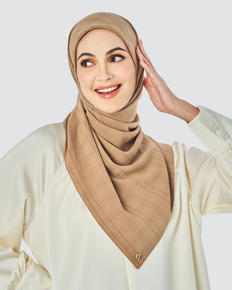 X-PRESS TEXTURED CHIFFON SQUARE - TAN BROWN