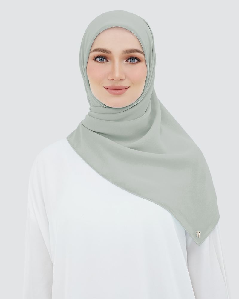 YASMINE WOOL CHIFFON SQUARE - LIGHT GREY