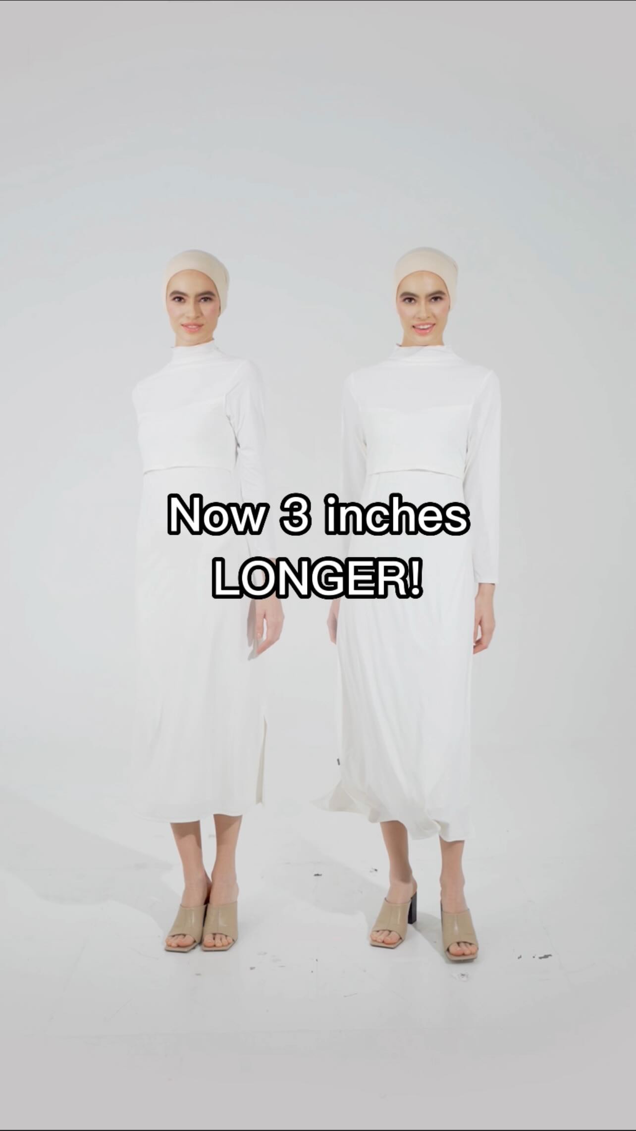 Your favourite nWear Long Sleeve Dresses are BACK! Now improved with a longer length and two types of necklines; a high neck and a crew neck. This dress is crafted from mixed nylon and spandex, it’s so soft and cooling, you’ll even forget it’s there! #innerwear #modestsolution